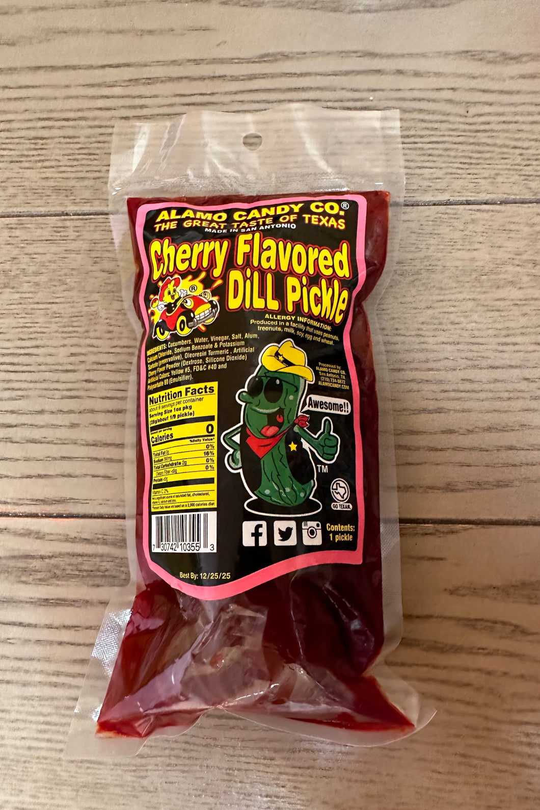 Cherry Flavored dill pickle Suga Mama’s Confections Inc